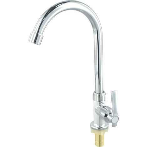 Robinet de cuisine mitigeur à levier unique pour eau froide, finition acier et plastique, montage sur plage. (1/5)