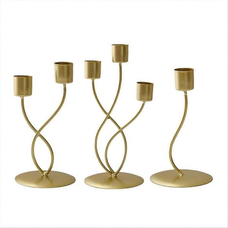 Ensemble de 3 chandeliers dorés, luxueux et élégants, en métal et fer. (1/5)