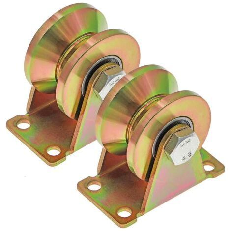 2 Pcs Roue gorge V, roues pour portail coulissant 50mm, roues en acier avec rainure en V, pour portail coulissant,capacité de charge 270kg par roulette (1/5)