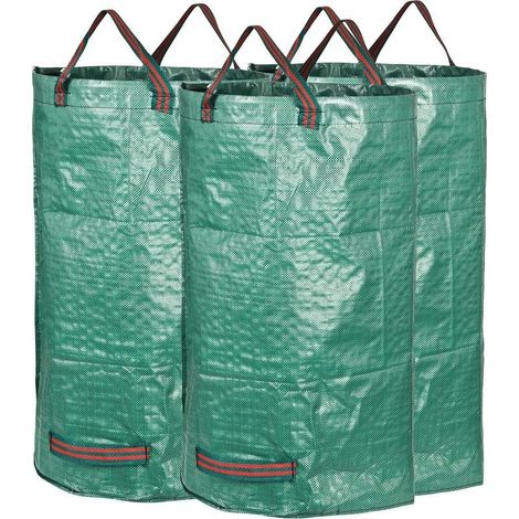 3 x 120L Sac de Jardin Sac de Déchets de Jardin en PP Solide - Autoportante et Pliable - Sacs Poubelle pour Les Déchets de Jardin Feuillage de Pelouse Vert Coupe -Réutilisable (1/5)