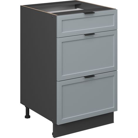 Mueble bajo de cocina Fame-Line, Azul claro-gris, 50 cm sin encimera, Vicco