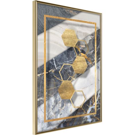 Affiche Murale Encadrée "Marble Composition III" 21 x 30 cm Or