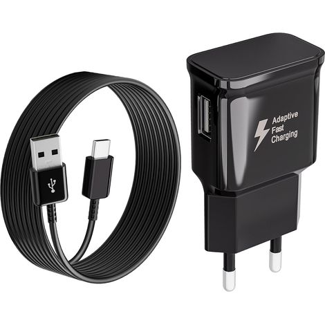 Chargeur Rapide Secteur USB Type C pour Samsung Galaxy A13 A14 A15 A23 A25 A33 A34 A35 A40 A52 A53 A54 A55 A04S S8 S9 S10 S20 Plus M55 M34 M33 M15 Telephone, Adaptateur USB avec 2M USB C Cable (1/5)