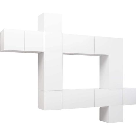 Maison Exclusive - Set Mobili Porta TV 10 pz Bianco in Legno Multistrato (1/5)