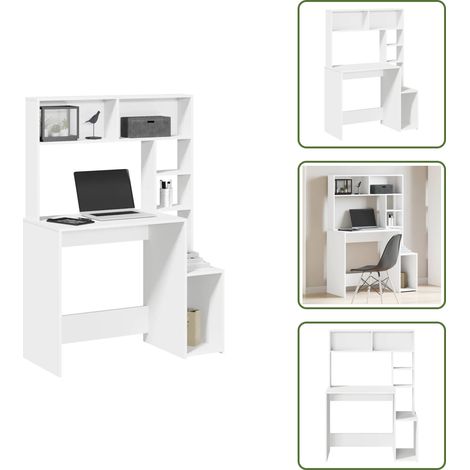Scrivania per ufficio - vidaXL Scrivania con Mensole Bianca 100x45x140 cm in Legno Multistrato - Scrivania per camera da letto
