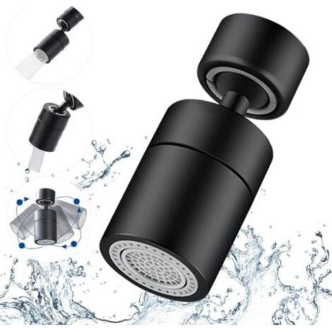 Aérateur de robinet,Pivotant 360 Degrés-2 Modes Réglable Cuisine Robinet Filtre Barboteur Pour Cuisine Salle De Bain,avec Adaptateur Filetage Externe 24mm-Fil Interne 22mm (Bronze huilé noir) (1/5)