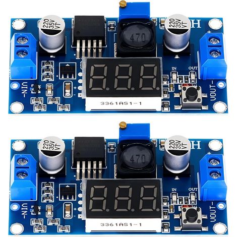 2 Modules Régulateur Abaisseur DC-DC 4–40 V vers 1,25–37 V Réglable jusqu’à 2 A, Convertisseur Step-Down avec Bornes à Vis (Bleu) (1/5)