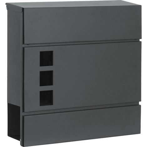 Briefkasten Jules Anthrazitfarbener Wandbriefkasten mit Sichtfenstern und Zeitungsfach (1/5)