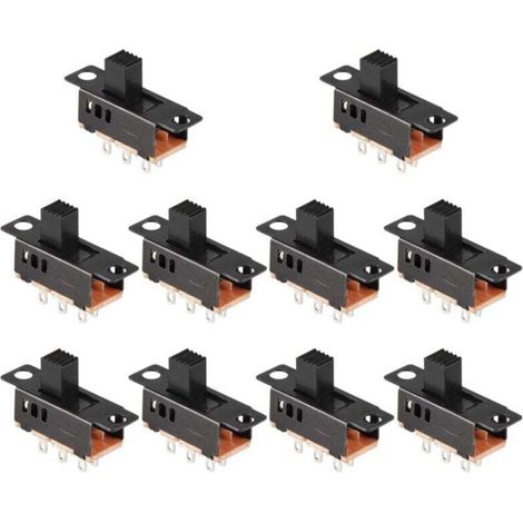Interrupteur À Glissière 3 Positions DPDT 6 Broches 0.5A 50V DC Panneau Montage 10 Pièces (1/4)