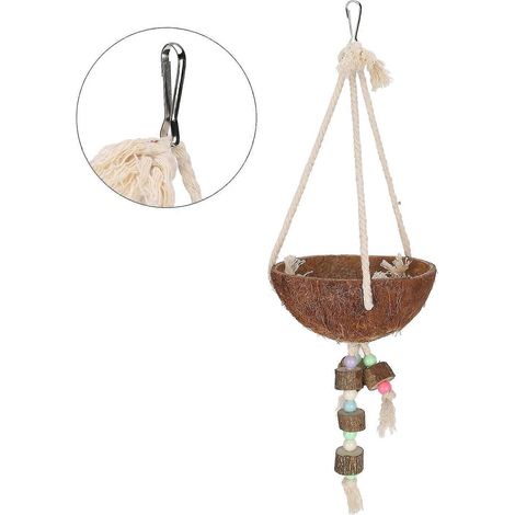 Cage suspendue en noix de coco, nid d'oiseau en coquillage, balançoire pour perroquet, jouet à mâcher, accessoires pour animaux de compagnie (1/2)