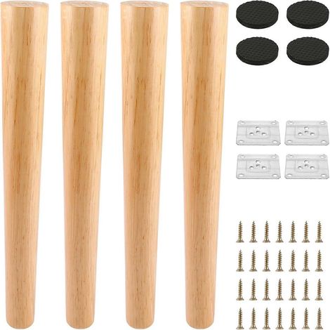 CEYER Ensemble de 4 pieds de meubles, en bois, 40 cm, ronds, pieds de meubles en chêne d'origine, pieds de table de remplacement, pour remplacer les anciens pieds de meubles. (1/5)
