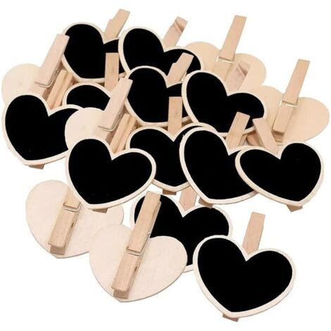 BUNTHAUS 30 Stück Mini-Kreidetafel, Holzkreidetafel, Nachrichtentafel, Holzschilder, Mini-Notiztafel mit Clip, Schiefer-Nachrichtenclip für Nachrichtentafeln, Hochzeit, Abendessen, Party (1/3)