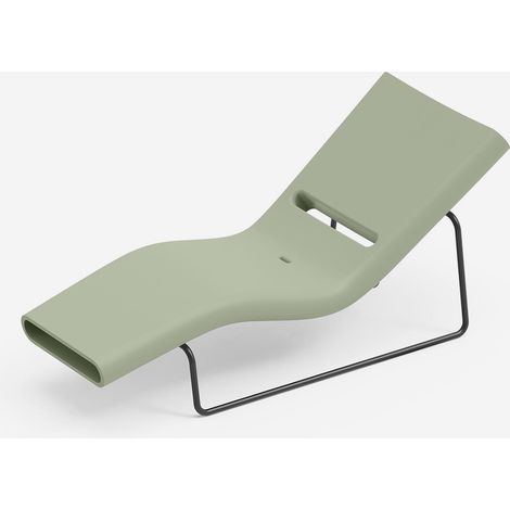 Lettino da sole design in polietilene con telaio metallico nero Esse - Verde