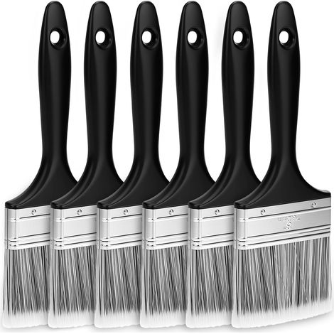 Jeu de 6 pinceaux Plats, Pinceau de 75 mm avec Manche en Plastique, pour Peindre et vernir avec précision (1/5)
