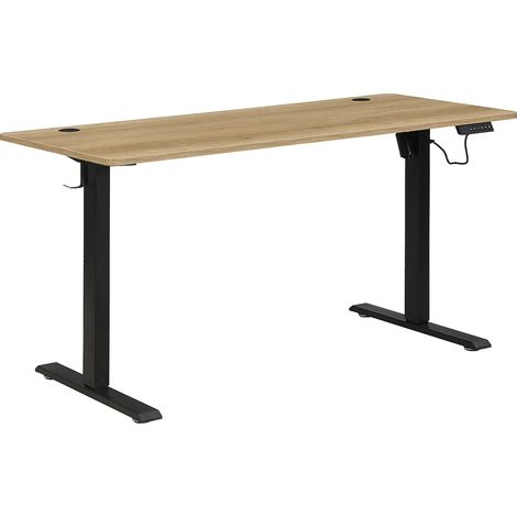 Scrivania sit-stand elettrica - Altezza regolabile - Naturale e Nero - ELAVANO (1/5)