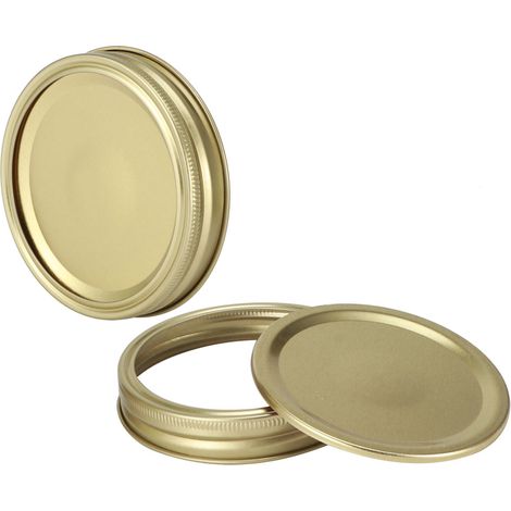 Couvercles ronds pour bocaux en verre à fermeture hermétique, accessoires de cuisine (10 anneaux circulaires dorés de 70 mm + couvercle). (1/5)