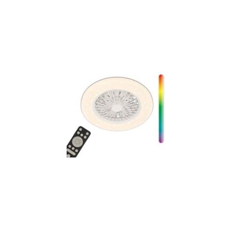 Briloner TUULETIN A Plafonnier ventilateur de plafond, plafonnier, dimmable, télécommande, CCT, RGBIC, blanc, Ø48,5 x 14 cm