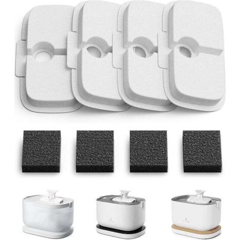 Filtre Fontaine Eau Chat, Pack de 4 Filtres de Remplacement pour Dockstream Fontaine à Eau pour Chat PLWF005, PLWF115, PLWF105, Filtre avec Filtration Verticale pour Fontaine a Eau Chat-Crezuo