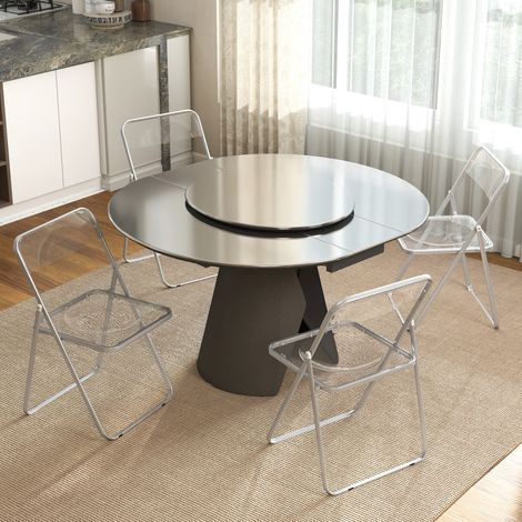 Juego de 4 sillas plegables de acrílico y acero, sillas plegables portátiles para el hogar, comedor, transparentes