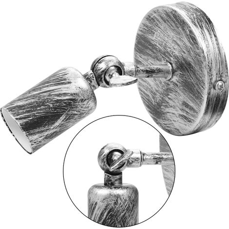 Applique murale rétro en métal argenté pour bar, café, couloir, douille E27, support de lampe, style industriel, 1 pièce (1/5)