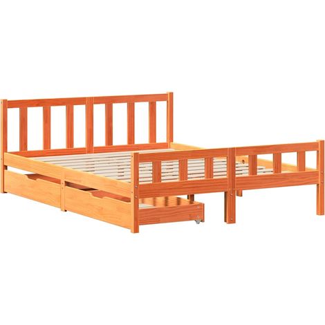 vidaXL Cadre de lit sans matelas cire marron 150x200cm bois pin massif (1/5)