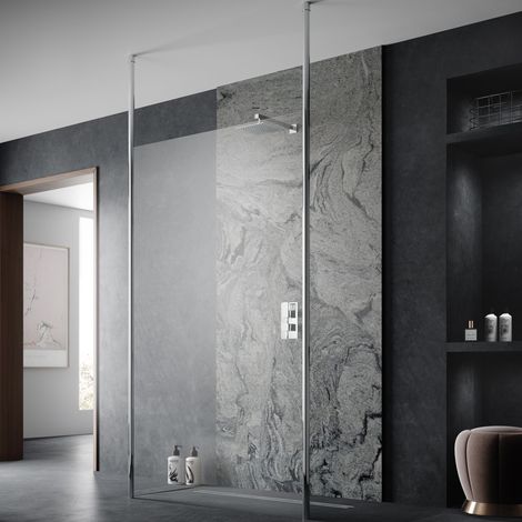 Hudson Reed Wetroom Screen 760mm Wide with Ceiling Post - 8mm Glass (1/3)