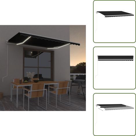 Automatische Markise mit LED Windsensor 400x300 cm Anthrazit - Outdoor-Markise - Gartensonnenblende - Terrassenüberdachung - Elektrische Markise - WindSensor (1/5)