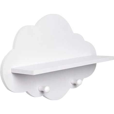 Porte-Manteau Mural pour Enfant « Nuage », Blanc, env. 34.7 x 7.8 x 23 cm, Rangement de vêtements pour Chambre d'enfant, patère
