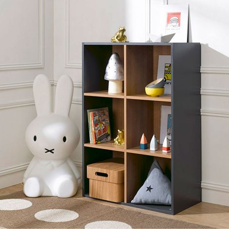Bibliothèque enfant Junior Provence 6 cases - Gris (1/4)