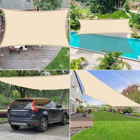 Voile d'ombrage Imperméable Rectangulaire 2 x 3m Toile Ombrage 95% Une Protection des Rayons UV pour Extérieur Terrasse Étiquette (1/5)