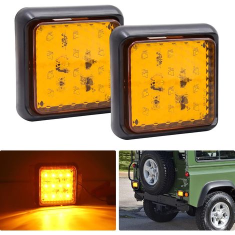 [JAMAIS UTILISÉ]2PCS Feu Arrière LED pour Remorque,Carrés Feux Remorque LED 24V Blanc Feux de Frein Arrière Feux Antibrouillard pour Camion/Remorque/Caravane/Tracteur/Voiture,Ambre (1/5)