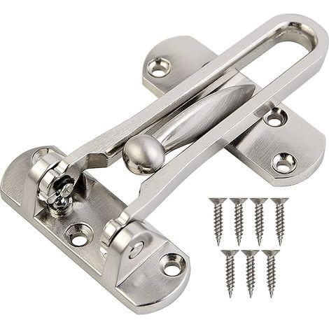 1 Pièce - Entrebâilleur De Porte - Verrou De Sécurité - Barre Battante Pour Entrée - Acier Haute Résistance - Installation Sans Perçage - Argent - 30x50mm (1/3)