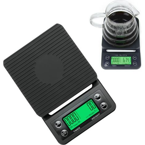 Balance électronique alimentaire multifonctionnelle, précise à 0,1 gramme, avec minuteur et fonction de dosage pour le café, idéale pour la cuisine.