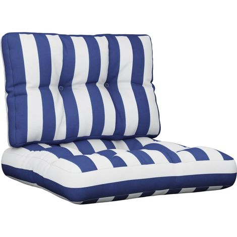 Coussins de palette lot de 2 rayures bleues/blanches tissu (1/5)