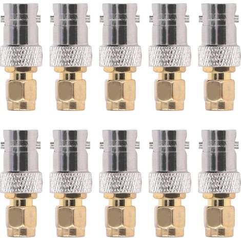 10 Adaptateurs RF BNC Femelle vers SMA Mâle pour Câbles Coaxiaux, Kit Connecteurs Antenne (1/5)