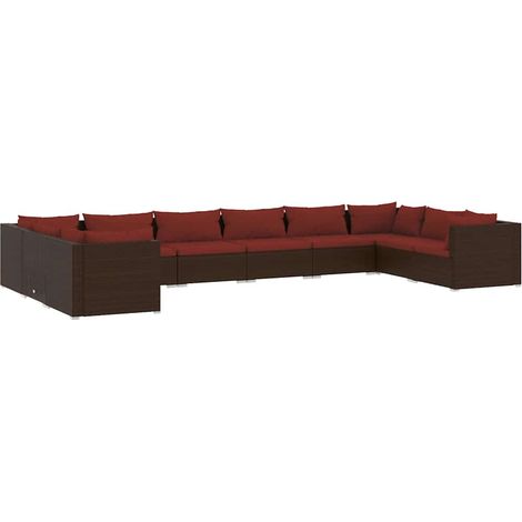 Maison Exclusive - 10-tlg. Garten-Lounge-Set mit Kissen Poly Ratt (1/5)