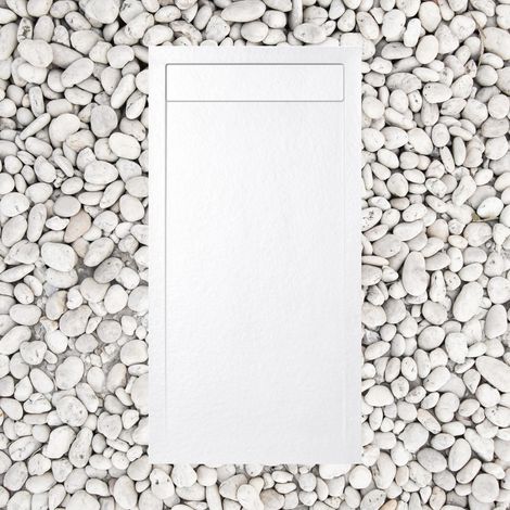 Receveur de douche 130x70 cm avec grille en marbre Vulcano Line Slim Blanc en résine et marbre avec bonde offerte – FRASCIO (1/4)