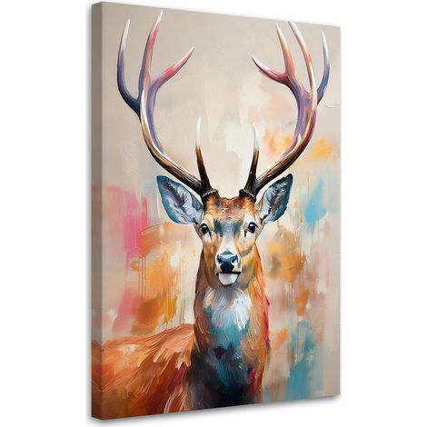Tableau déco Cerf Animaux peints 40x60 (1/5)