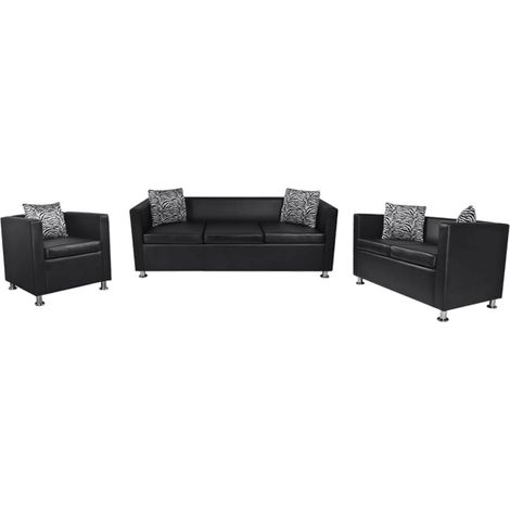 Ensemble de Canapés à 2 places et à 3 places et fauteuil, Canapés droit, Canapés relax Moderne pour salon Chambre Noir MJU6540 (1/5)