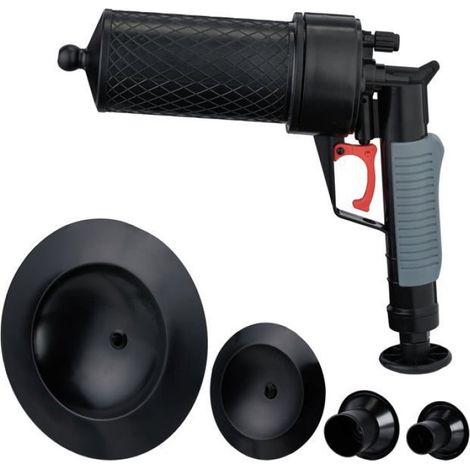 Déboucheur À Air Comprimé - 4 Embouts - Poignée Ergonomique - Pour Baignoire Douche Lavabo Évier - 1 Pièce (1/5)