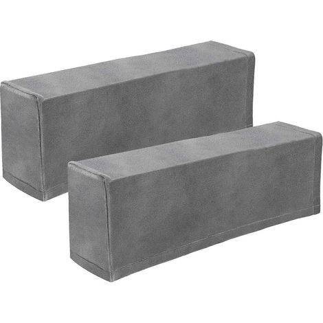 VOSAREA Lot de 2 housses universelles pour accoudoirs de canapé, protection élastique, tissu de protection uni (gris) (1/5)