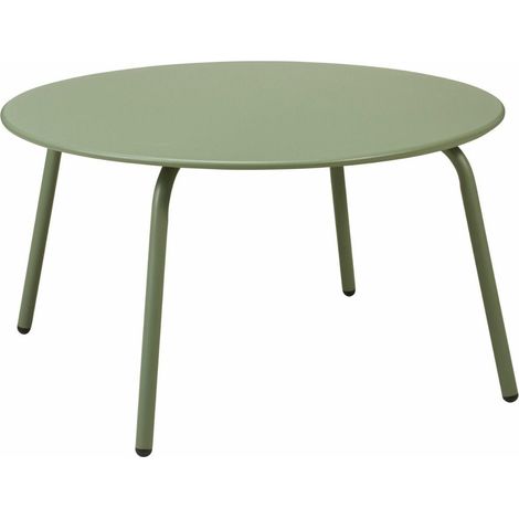 Mesa de centro met谩lica de 70 x 40 cm, color verde mate.