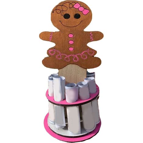 Porte-monnaie de Noël festif et original en bois, idéal pour décorer les fêtes. Motif : Cookie Girl. (1/4)
