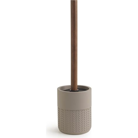 Scopino Bagno In Resina E Bambù Grigio/Naturale Scuro  Tamerice