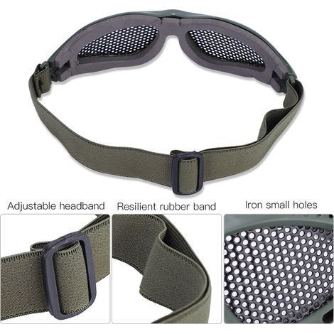 CS-Schutzbrille aus Metallgewebe mit verstellbarem Riemen (Armeegrün) (1/5)