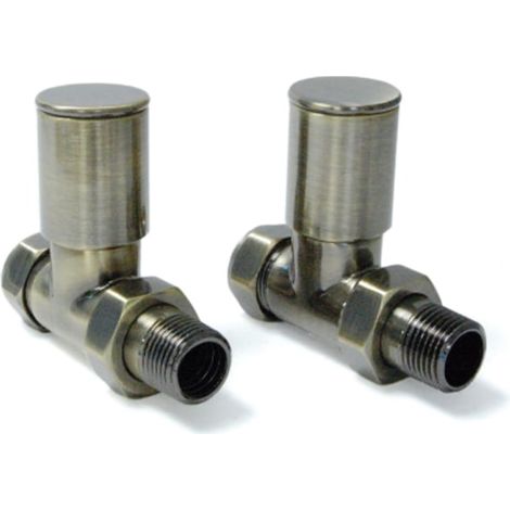 West Milan Straight Radiator Valves Pair - Antique Brass (1/3)