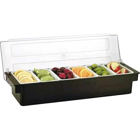 Contenedor de ingredientes, 6 compartimentos, construcción de ABS resistente, color negro. (1/2)