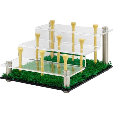 Présentoir pour balles de golf avec gazon réaliste et base antidérapante pouvant contenir 9 balles en acrylique transparent