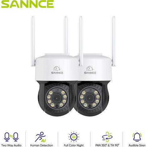 SANNCE 2K PT Wireless Security Cameras with 350° Horizontal 90° Vertical Rotation Remote Access IP66 (1/5)