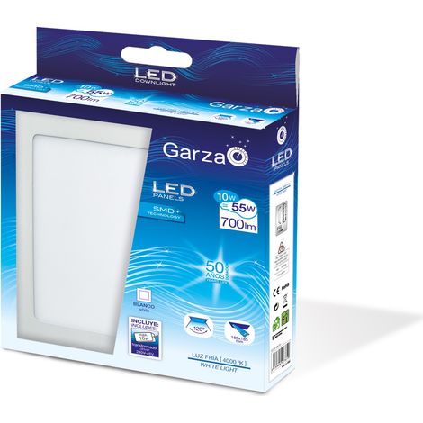 Garza Power - Panel Downlight LED SMD Cuadrado, Potencia 10W, Luz Neutra 4000K, 20x20 cm